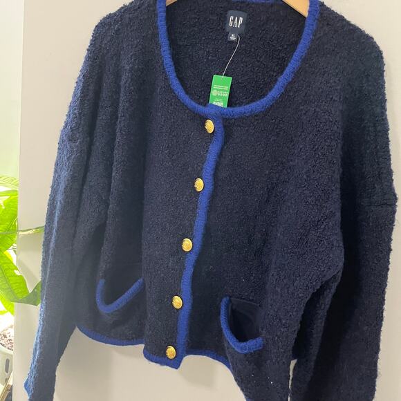 NEW Gap Navy Blue Boucle Sweater Size XL - Picture 5 of 7